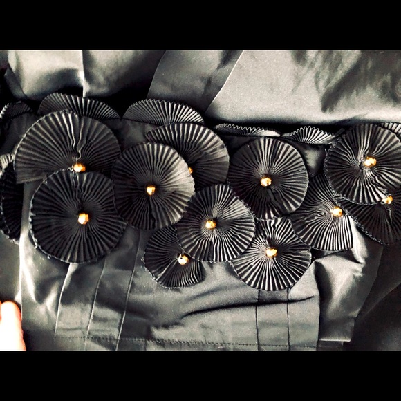 BCBGMaxAzria Pleated Taffeta Tube Top Dress Sz 12 Beaded party - Picture 5 of 16